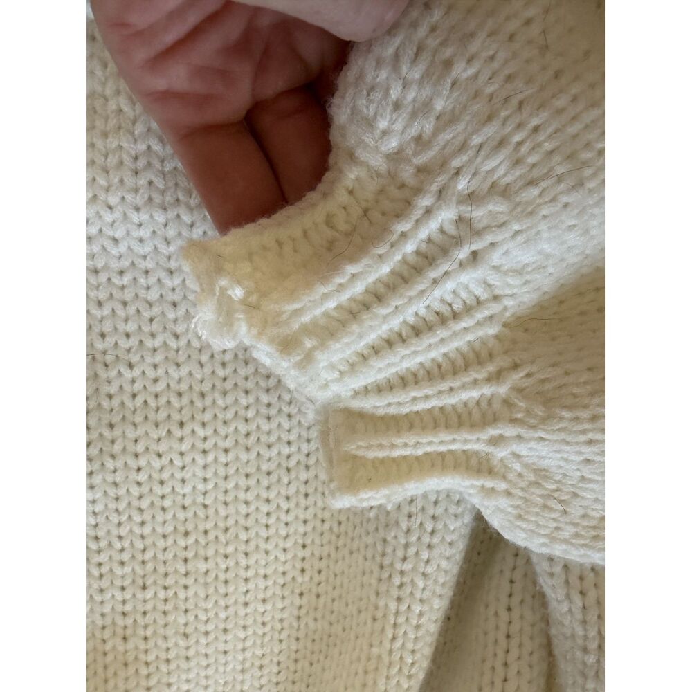 Pretty Garden White Wide Neck Cable Knit Oversized Sweater